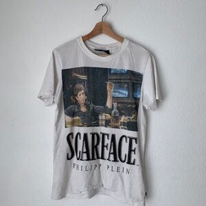 Philipp Plein Men’s White Scarface Graphic T‑Shirt